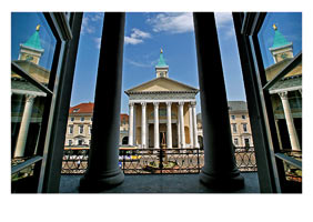 postkarte rathaus blick auf stadtkirche