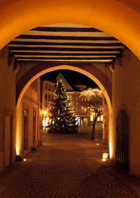 postkarte ettlingen rathaus durchgang marktplatz