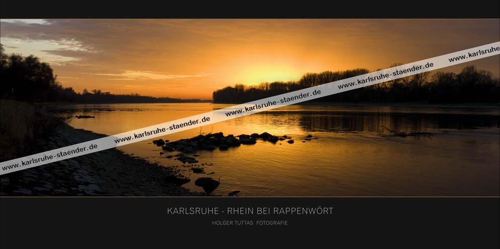 Postkarte Karlsruhe - Der Rhein bei Rappenwört