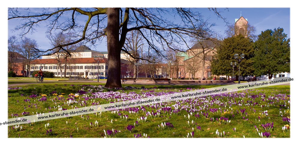 Postkarte Karlsruhe - Der Friedrichsplatz im Frühling Postkarte Karlsruhe - Der Friedrichsplatz im Frühling