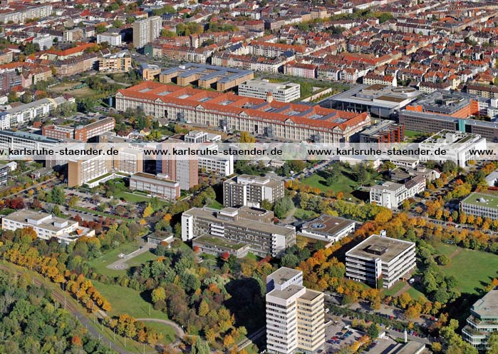 Postkarte Karlsruhe: Blick über die Südweststadt