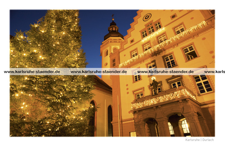 Postkarte KARLSRUHE - DURLACH Evangelische Stadtkirche und Rathaus Postkarte KARLSRUHE - DURLACH Evangelische Stadtkirche und Rathaus