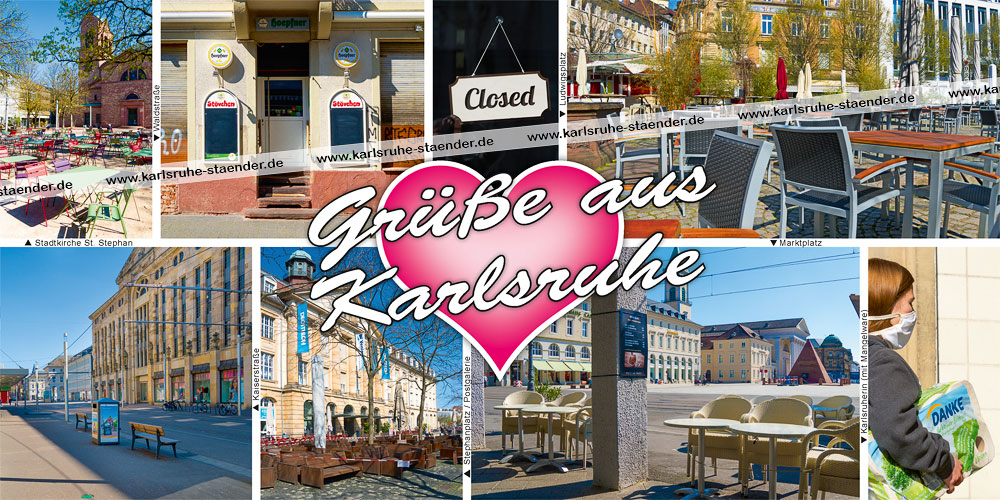 Postkarte Grüße aus Karlsruhe – Corona-Postkarte Postkarte Grüße aus Karlsruhe – Corona-Postkarte